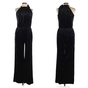 TRINA TURK Black Crushed Velvet Sleeveless Wide Leg Jumpsuit‎ Size Small New